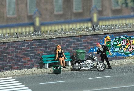 Busch Complete Miniature Scene ''Rocker Date'' - Includes- Motorcycle ...