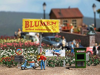 Busch Cut Your Own Flowers Stand Miniature Scene HO Scale Model Railroad Roadway Accessory #7714