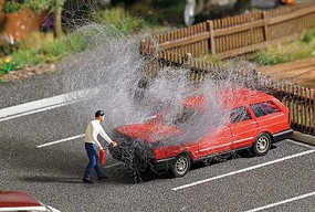 Busch Volkswagen Passat Station Wagon on Fire with Figure Action Set