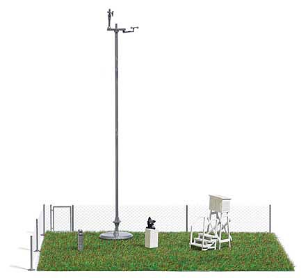 Busch Weather Station Weather Instrument Mast, Accessories, Grass Mat, Chain-Link Fence