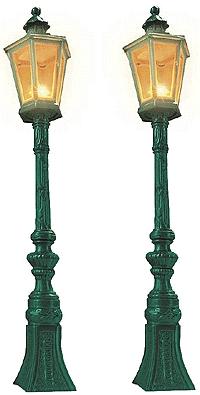 Busch Oldtime Street Lamps - Working pkg(2) - Dark Green G Scale Model Railroad Roadway Light #8621