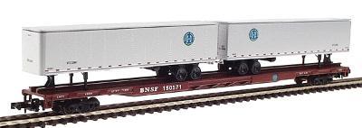 Con-Cor 89 Flat Car withTwo 45 Trailers BNSF N Scale Model Train Freight Car #120603