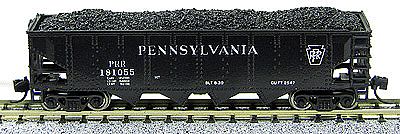 Con-Cor 4-Bay Hopp with Load PRR N Scale Model Train Freight Car #14490