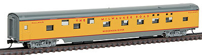 Con-Cor 85 Smooth Side Pullman Sleeper Milwaukee Road yellow N Scale Model Train Passenger Car #40092