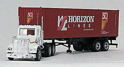 Con-Cor Freightliner with Container Horizon HO Scale Model Railroad Vehicle #4009615