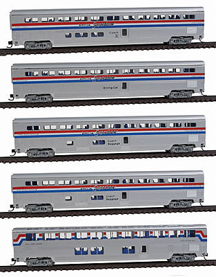 Con-Cor 5-Car Set Amtrak phase III N Scale Model Train Passenger Car #40672