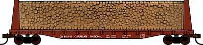 Con-Cor Pulpwood Flatcar with Load Canadian National HO Scale Model Freight Car #92065