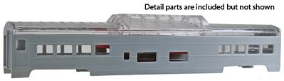 Con-Cor 72 Streamline Vista Dome Undecorated HO Scale Model Train Passenger Car #940
