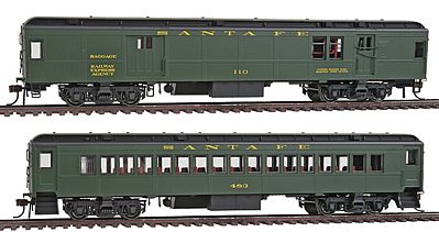 Con-Cor mBM62 Baggage/Mail Car & mP54 Coach Set Santa Fe #1 HO Scale Model Train Passenger Car #94039