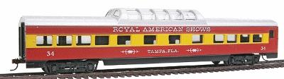 Con-Cor 72 Streamline Vista Dome Royal American Shows HO Scale Model Train Passenger Car #948