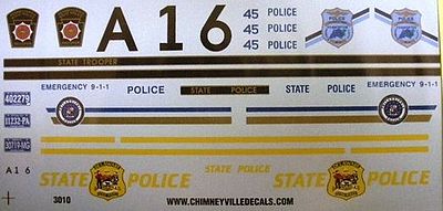 Chimney PA, DE, and NJ State Trooper Police Decals Plastic Model Car ...