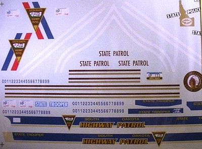 Chimney ND, SD, and Idaho State Trooper Police Decals Plastic Model Car Decal 1/24 Scale #3012