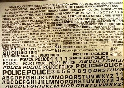 Chimney 1/24-1/25 Generic Police/Special Units- Tactical Response, Bomb Squad, 911 Black Decals
