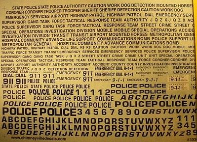 Chimney Generic Police or Special Units Decals Plastic Model Vehicle Decal 1/24 Scale #3036