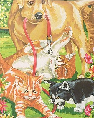 Colart Dog & Kittens Acrylic Paint by Number 9x12 (Replaces #91226)