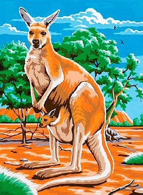 Colart Kangaroo (Mother & Baby) Acrylic Paint by Number 9x12 (Replaces #85755)
