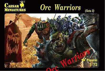 Caesar Fantasy Orc Warriors Set #2 (34+) Plastic Model Fantasy Figure 1/72 Scale #109