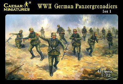 Caesar WWII German Panzergrenadiers (43) Plastic Model Military Figure 1/72 Scale #52
