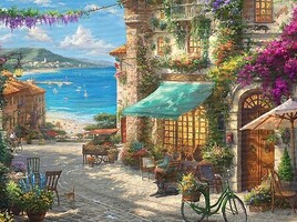 Cobble-Hill Italian Cafe By the Sea Paint by Number (12''x16'')