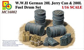 Classy WWII German 20L Jerry Can & 200L Fuel Drum Set Plastic Model Diorama Set 1/16 Scale #16002