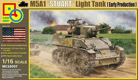 Classy M5A1 Stuart Early Production Light Tank Plastic Model Tank Vehicle Kit 1/16 Scale #16007