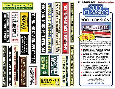 City-Classics Rooftop Industrial Signs Kit #1 HO Scale Model Railroad Building Accessory #801