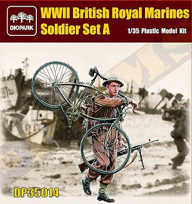 Diopark 1/35 WWII British Royal Marine Soldier Carrying Bicycle & Rifle