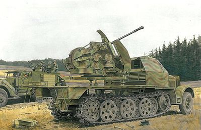 DML Sd.Kfz.7 w/3.7cm Flak 43 auf Selbstfahrlafett Plastic Model Tank Kit 1/35 Scale #6553