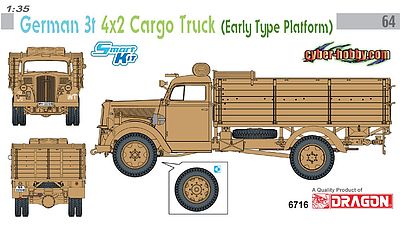 DML 1/35 German 3-Ton 4x2 Cargo Truck w/Early Type Platform (1-Time Production)