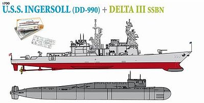 DML USS Ingersoll DD990 & Delta III SSBN Plastic Model Military Ship Kit 1/700 Scale #7114