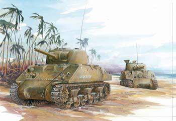 DML Sherman M4A2 75mm Tarawa USMC PTO Plastic Model Military Tank Kit 1/72 Scale #7305