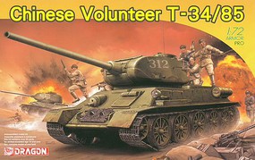 DML Chinese Volunteer T-34/85 Tank Plastic Model Tank Kit 1/72 Scale #7668