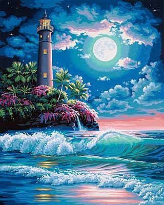 Dimensions Lighthouse In Moonlight Paint By Number Kit #73-91424