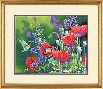 Dimensions Hummingbird and Poppies Paint By Number Kit #73-91443