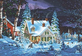 Dimensions Winter's Hush (House, Night/Snow Scene)(20''x14'') Paint By Number Kit #91614