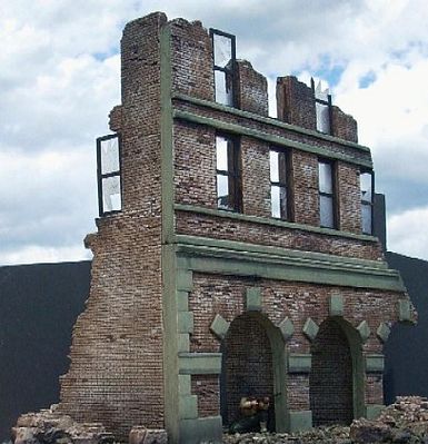 DioramasPlus Ruined Brick Factory Building (11x6x11) Plaster Model Building Kit 1/35 Scale #5