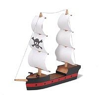 Darice Pirate Ship Wooden Model Kit (8x7) Wooden Construction Kit #918132