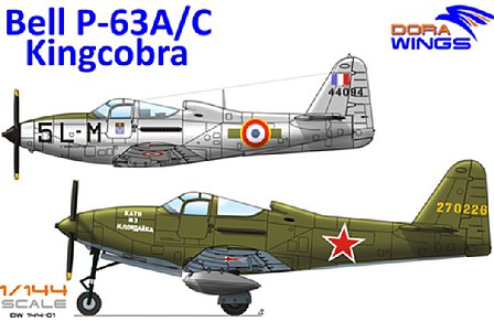 Dora Bell P63A/C Kingcobra Aircraft (2 in 1) Plastic Model Airplane Kit 1/144 Scale #14401