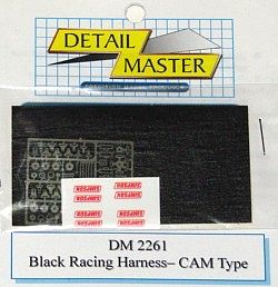 Detail-Master Racing Harness Cam Type (Black) Plastic Model Vehicle Accessory Kit 1/24 Scale #2261blk