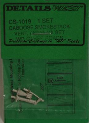 Details-West Caboose Smokestack Vent Antenna Set WP HO Scale Miscellaneous Train Part #1019