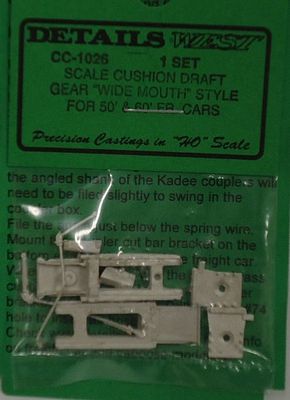 Details-West Freight Car 50/60 Cushion Draft Gear Wide Mouth HO Scale Miscellaneous Train Part #1026