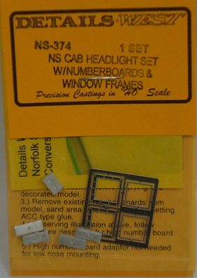 Details-West NS Cab Headlight Set w/Number Boards & Window Frames HO Scale Miscellaneous Train Part #374
