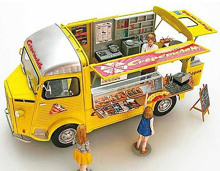 Ebbro Citroen H food Truck w/Interior Details/Figures Plastic Model Truck Kit 1/24 Scale #25013