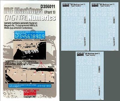 Echelon IDF Markings Digital Numbers Pt1 Plastic Model Military Decal 1/35 Scale #356011