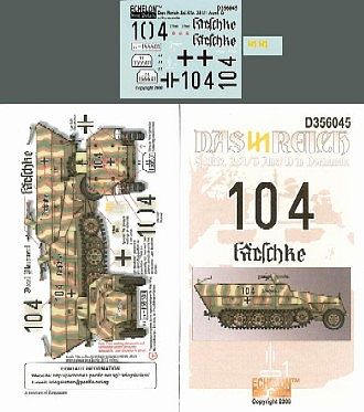 Echelon Das Reich SdKfz 251/3 Ausf D Normandy Plastic Model Halftrack Decal 1/35 Scale #356045