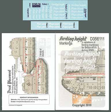 Echelon Fording Height 3 Variations of WWII British AFVs Plastic Model Tank Decal 1/35 #356111