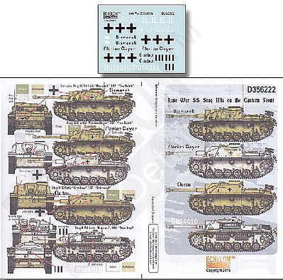 Echelon Late War SS StuG IIIs on Eastern Front Plastic Model Military Decal 1/35 Scale #356222