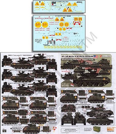 Echelon 3/5 CAV M551s & M113s 9th Inf Div Black Knights Plastic Model Decal Kit 1/35 Scale #356263