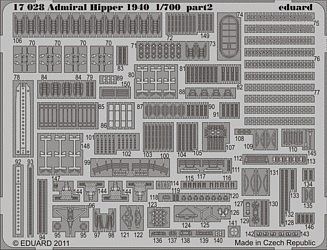 Eduard-Models Admiral Hipper 1940 for a Trumpeter Model Plastic Model Ship Detail Kit 1/700 Scale #17028