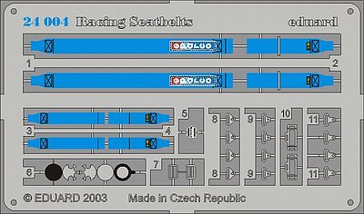 Eduard-Models Racing Car Seatbelts Sparco 4-Points Blue Plastic Model Vehicle Accessory 1/24 #24004
